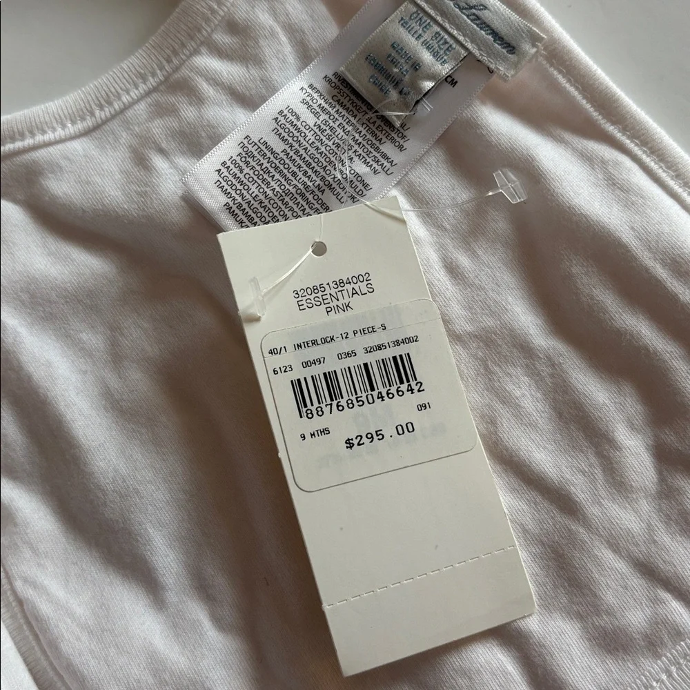 RALPH LAUREN Pony Cotton Interlock Bib Essentials Pink and White Striped BIB 2